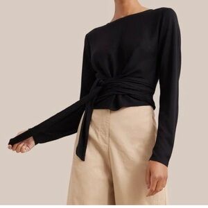 Modern Citizen Black Long Sleeve Wrap Top